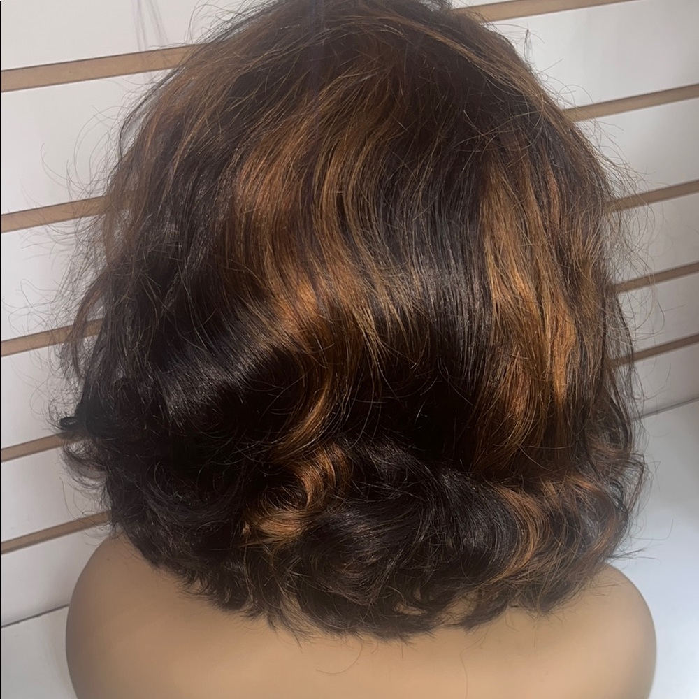 Brown and Black Women lace front pre parted free parted , 100% human hair